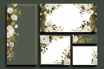 Gold Wedding Invitation, save the date, thank you, rsvp card Design template. 