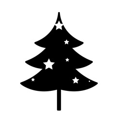 Christmas tree black icon, Cristmas tree new year icon flat design on white background..eps