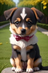 Naklejka na ściany i meble puppy wearing bow tie