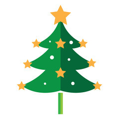 Green Christmas tree illustration ,Cristmas tree flat design on white background..eps