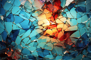 Colorful Broken Glass Explosion Mosiac Background