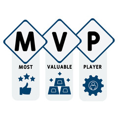 MVP - Most Valuable Player acronym. business concept background.  vector illustration concept with keywords and icons. lettering illustration with icons for web banner, flyer, landing