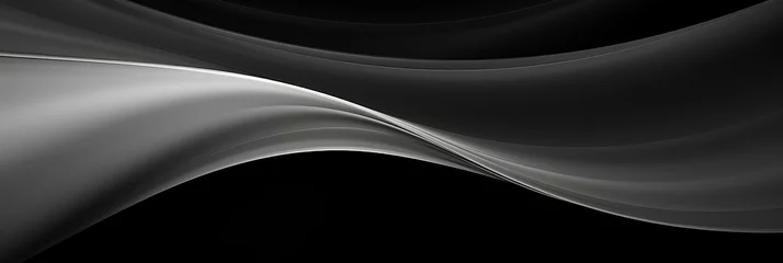Zelfklevend Fotobehang Black dark gray silver white abstract background for design. ombre gradient. noise grain metallic effect. matte shimmer. wide panoramic web banner. generative AI © yj