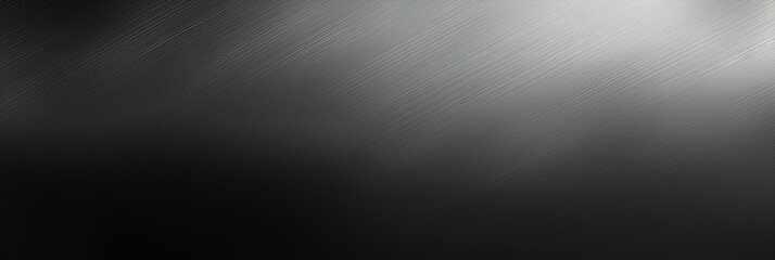 Black dark gray silver white abstract background for design. ombre gradient. noise grain metallic effect. matte shimmer. wide panoramic web banner. generative AI