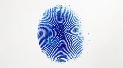 Fotobehang Blue fingerprint on a white background. © kept