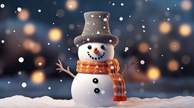 Image of a Christmas snowman with a carrot nose.