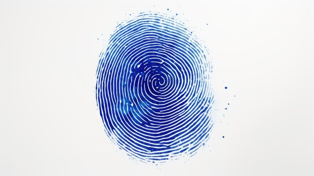 Blue fingerprint on a white background.
