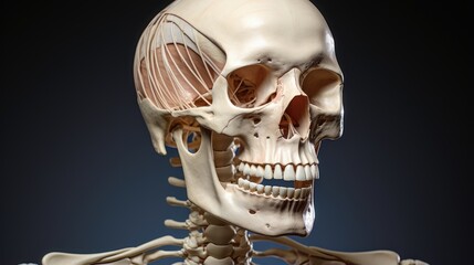 An illustration of a human skeleton showing the structure of the skeleton.
