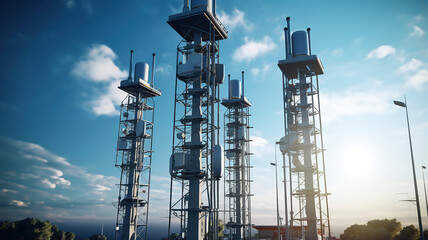 Exhibiting a sleek and modern design, the 5G network towers stand out