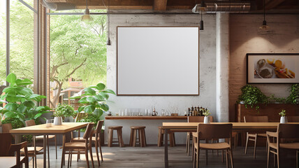 A mock-up of posters in a cafe or coffee shop environment