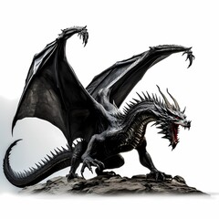 Fototapeta premium black dragon on white background