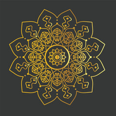 Vector luxury flower mandala design background in gold color download vector file