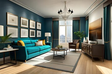 interior with sofa. 3d illustration. modern living room