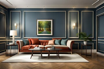 interior with sofa. 3d illustration. modern living room