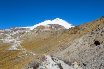 Double peak of Mount Elbrus, the highest mountain in Europe