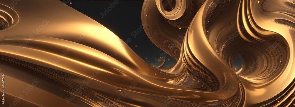 Poster abstract bronze energy wave particles with dynamic and flowing patterns from generative ai