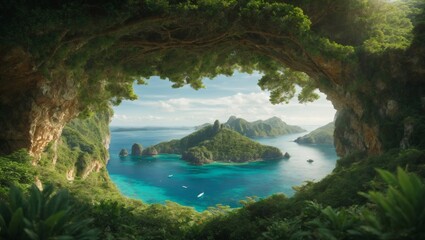 Elysian Isles A Paradise Unveiled. AI-generated - obrazy, fototapety, plakaty