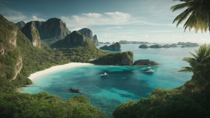 Elysian Isles A Paradise Unveiled. AI-generated - obrazy, fototapety, plakaty