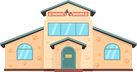 Animal shelter house. Flat of animal shelter house vector icon for web design isolated on white background