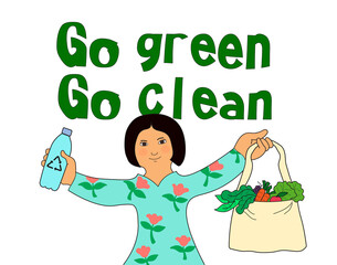 Eco friendly consumer. Go green go clean concept.