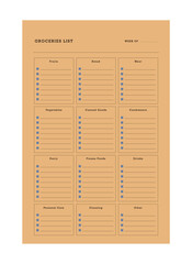 (mango) groceries list workout tracker planner. Plan you food day easily. Vector illustration.