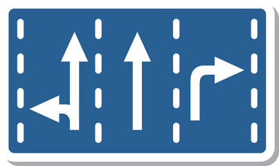 シンプルな標識のステッカー単品イラスト　進行方向別通行区分