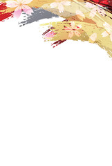 和紙　年賀状　桜　背景