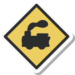 シンプルな標識のステッカー単品イラスト　踏切あり