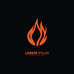 Fire flame logo vector icon isolated on black background
