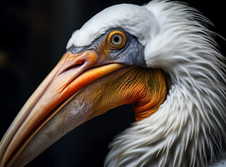 hornbill bird portrait. Bird with huge beak portrait. 