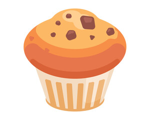 Vector illustration cup cake isolated on white background. Whole fresh baked vector illustration, delicious cup cake muffin icon, For logo, sticker, label, icon or favicon