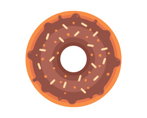 Vector illustration donut isolated on white background. Whole fresh baked donut vector illustration, Glazed cool donuts with topping, For logo, sticker, label, icon or favicon