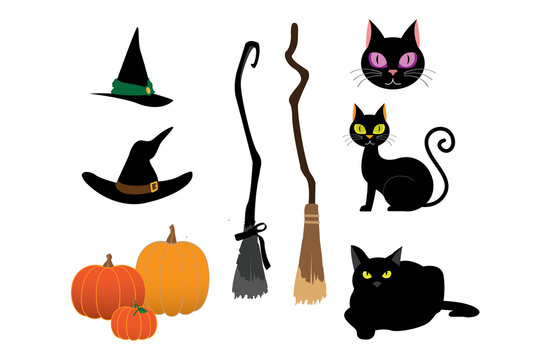 Halloween Set - Hats, Cats, Pumpkins & Brooms