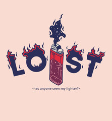 lost lighter retro design For tshirt, clothes, and poster - obrazy, fototapety, plakaty
