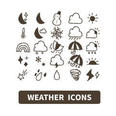 シンプルな手書き風のお天気アイコンセット