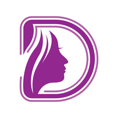 Woman face and letter d logo template