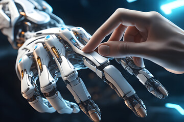robot and human hands 