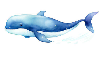 可愛いクジラの水彩イラスト