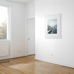 mockup, The white frame on the wall. room Interior no. 87 -Generative AI.