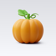 3d yellow pumpkin vegetable and fall season concept