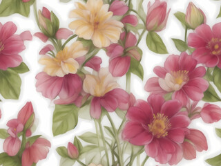 pink and white flowers (Seamless)