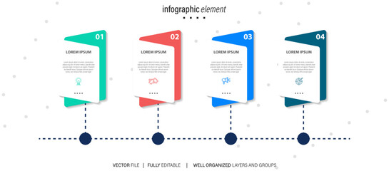 Line step infographic. 4 options workflow diagram, number infograph, process steps chart with line icons. Information vector concept. Illustration of step information chart and infographic