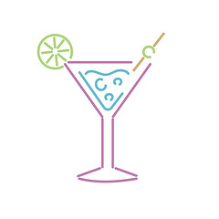 neon cocktail with lemon icon