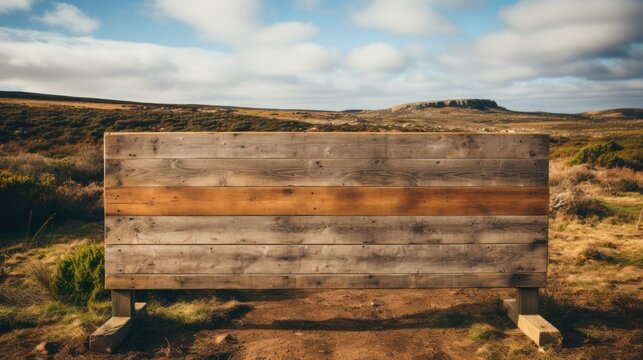 wooden billboard from old boards on the wound. 