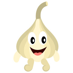 White modern cute character with garlic vegetable character