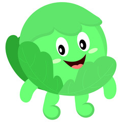 Green modern cute character with cabbage vegetable character