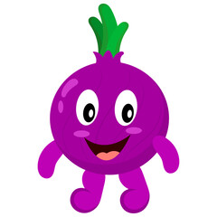 Purple and green modern cute character with onion vegetable character
