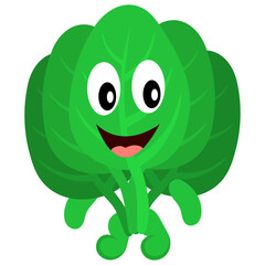 Green modern cute character with spinach vegetable character