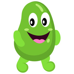 Green modern cute character with green bean vegetable character