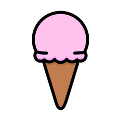 Ice cream icon. Vector illustration of ice cream scoop symbol. Sweet dessert concept. Icecream symbol for web site design, isolated on white background.